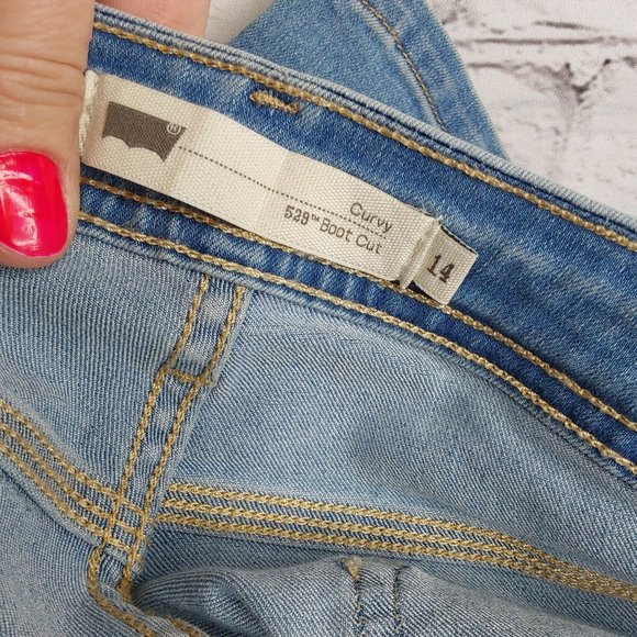 LEVI'S 529 MID~RISE CURVY 'FIGURE ENHANCERS' RELAXED FIT BOOTCUT SILVER TAB JEAN - Picture 10 of 16